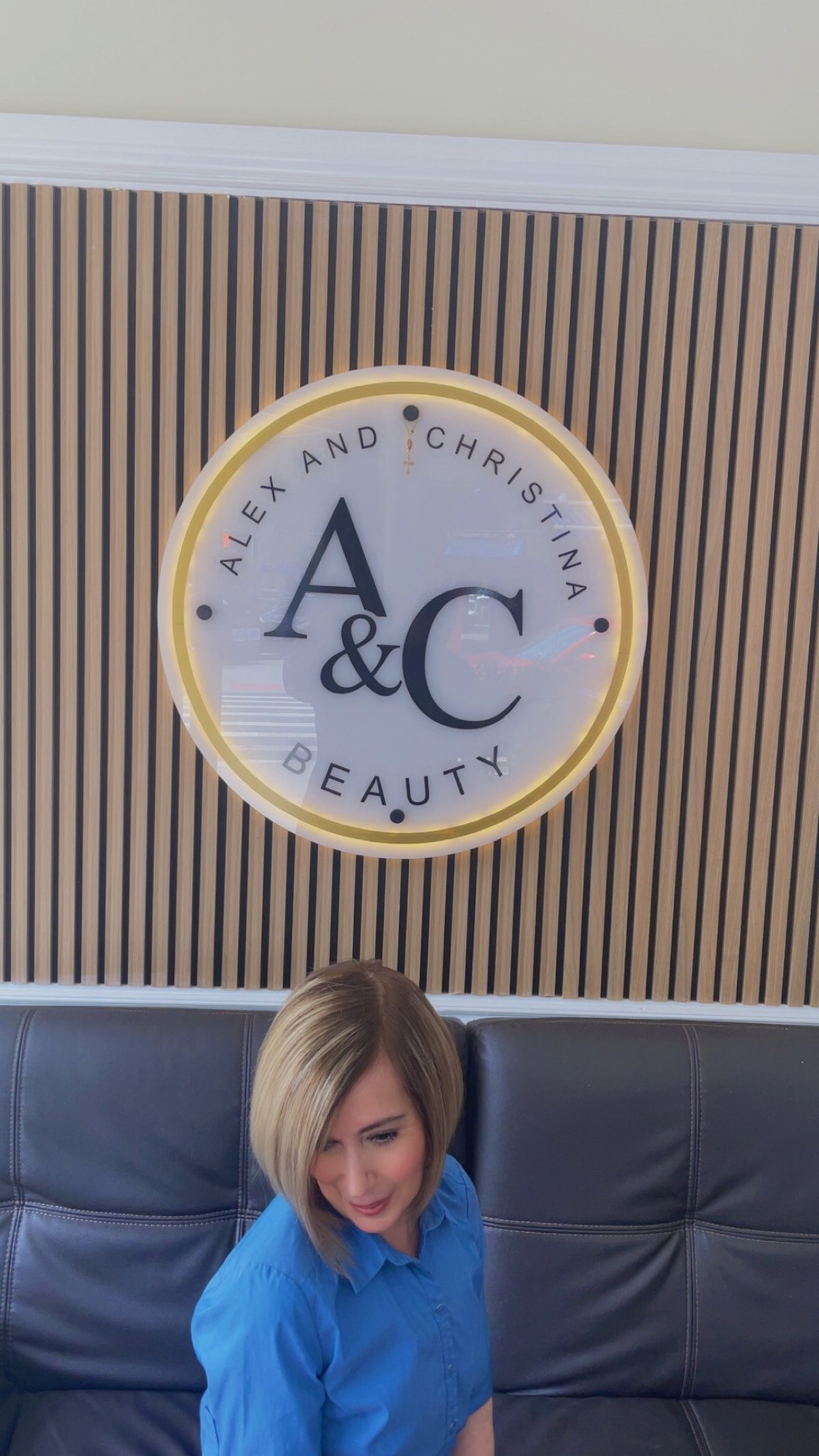 Sleek blonde bob created at A&C Beauty Salon